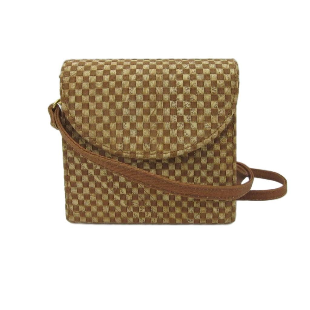 エトロ ETRO ミニショルダーバッグ 斜め掛け 茶 ブラウン チェック柄 /SM4 ■GY99