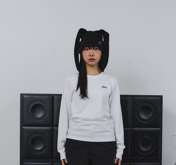 (新品) タンサン麻 ボタン 래ビット ビーニー ブラック