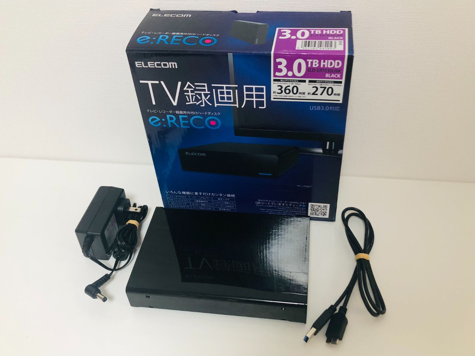 ELECOM エレコム 3TB 外付けハードディスク ELD-ERT030UBK 3TB