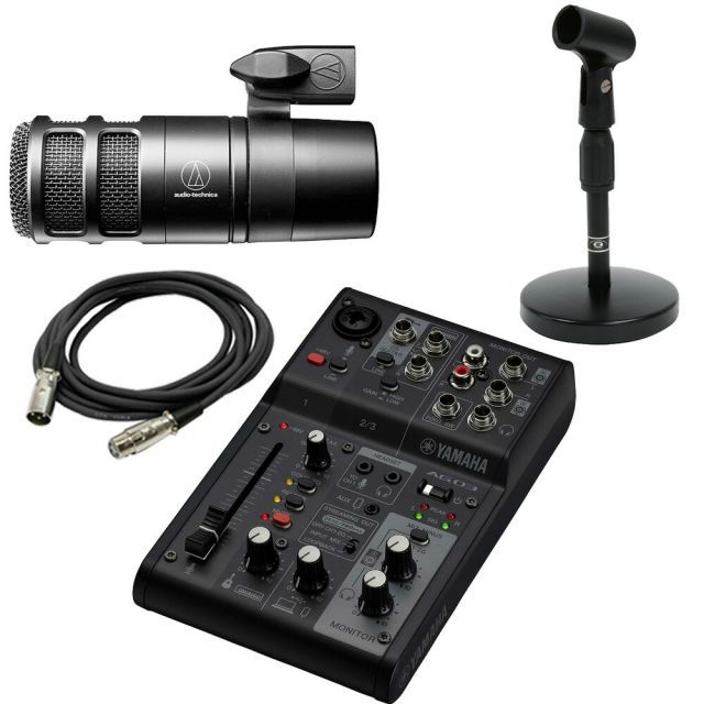 YAMAHA ミキサー AG03MK2 B(黒) + マイクAT2040 + 卓上スタンドAD-11 + XLRケーブル(3m) 配信セット / 動画配信、ナレーション、ポッドキャスト