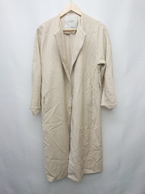 ◇ ◎ STUDIOUS ステュディオス ロング ノーカラー シンプル 長袖 コート サイズＦ ベージュ レディース P 【1405090007677】