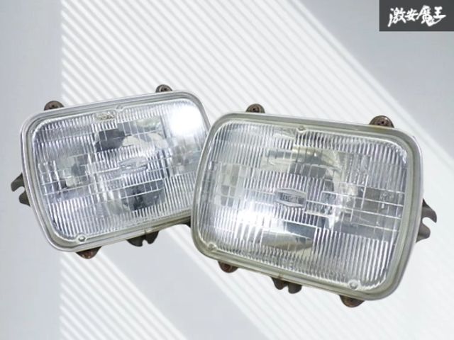 【割れ無し！】NISSAN 日産 B122 サニートラック H4 角目 ハロゲン ガラス ヘッドライト ランプ レンズ 左右 枠 フレーム付 IKI 即納 棚