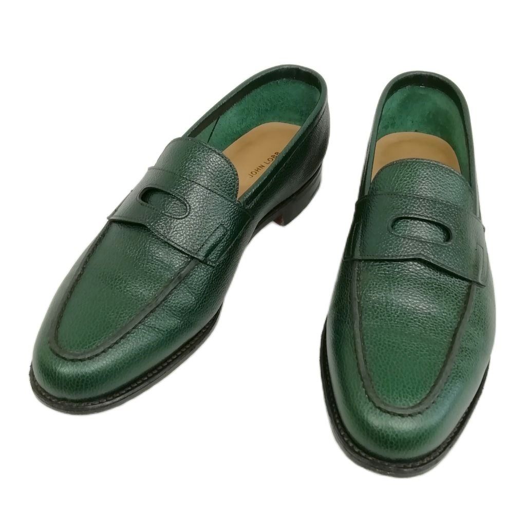 ジョンロブ JOHN LOBB RIO リオ ローファー スリッポン レザー ドレス シューズ 美品 8 E グリーン