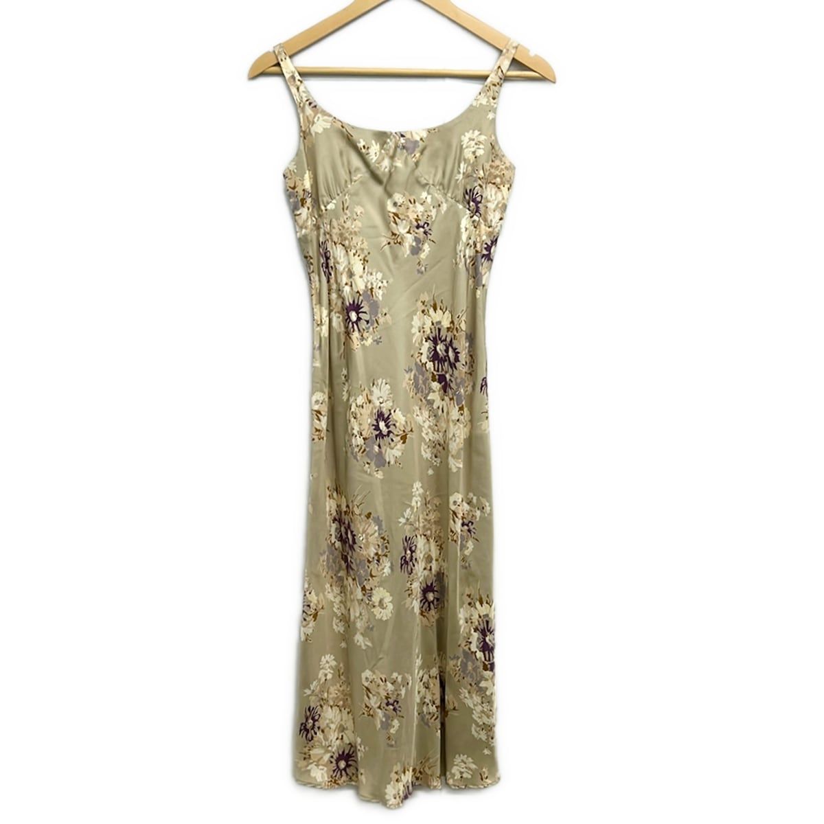 Max Mara(マックスマーラ) ワンピース サイズ38 S レディース美品 - ベージュ×パープル×マルチ キャミワンピ/ロング/花柄