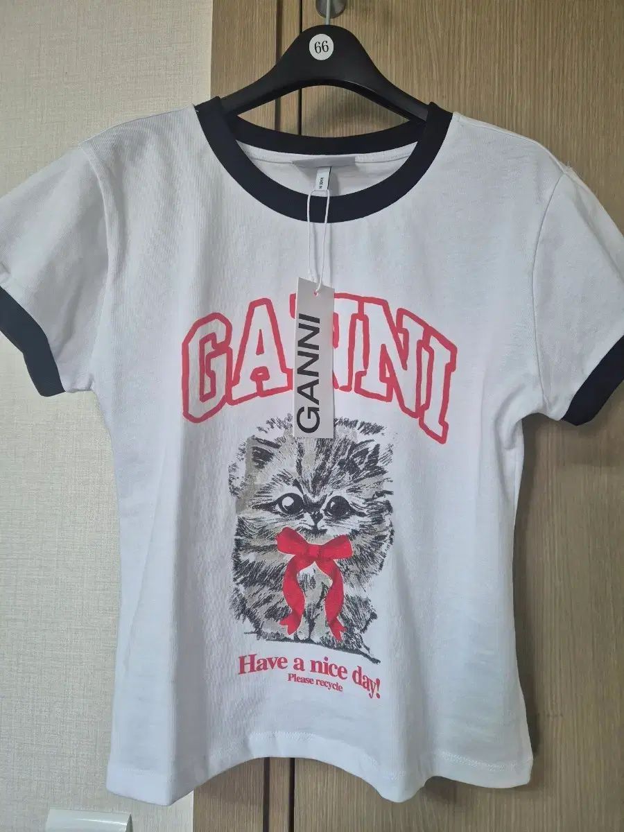GANNI ガニー 猫 プリンティング リンガー Tシャツ 新品