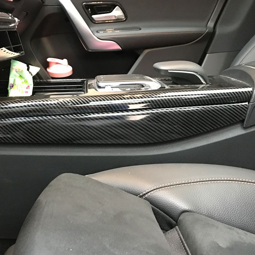 メルセデス・ベンツ Aクラス CLAクラス A-Class CLA-Class W177 C118 センターコンソールサイドトリム 内装パネル ABS製 左右セット カーボン調 シルバー インテリアアクセント 傷隠し 保護 高級感 スポーティ 貼り付けパーツ