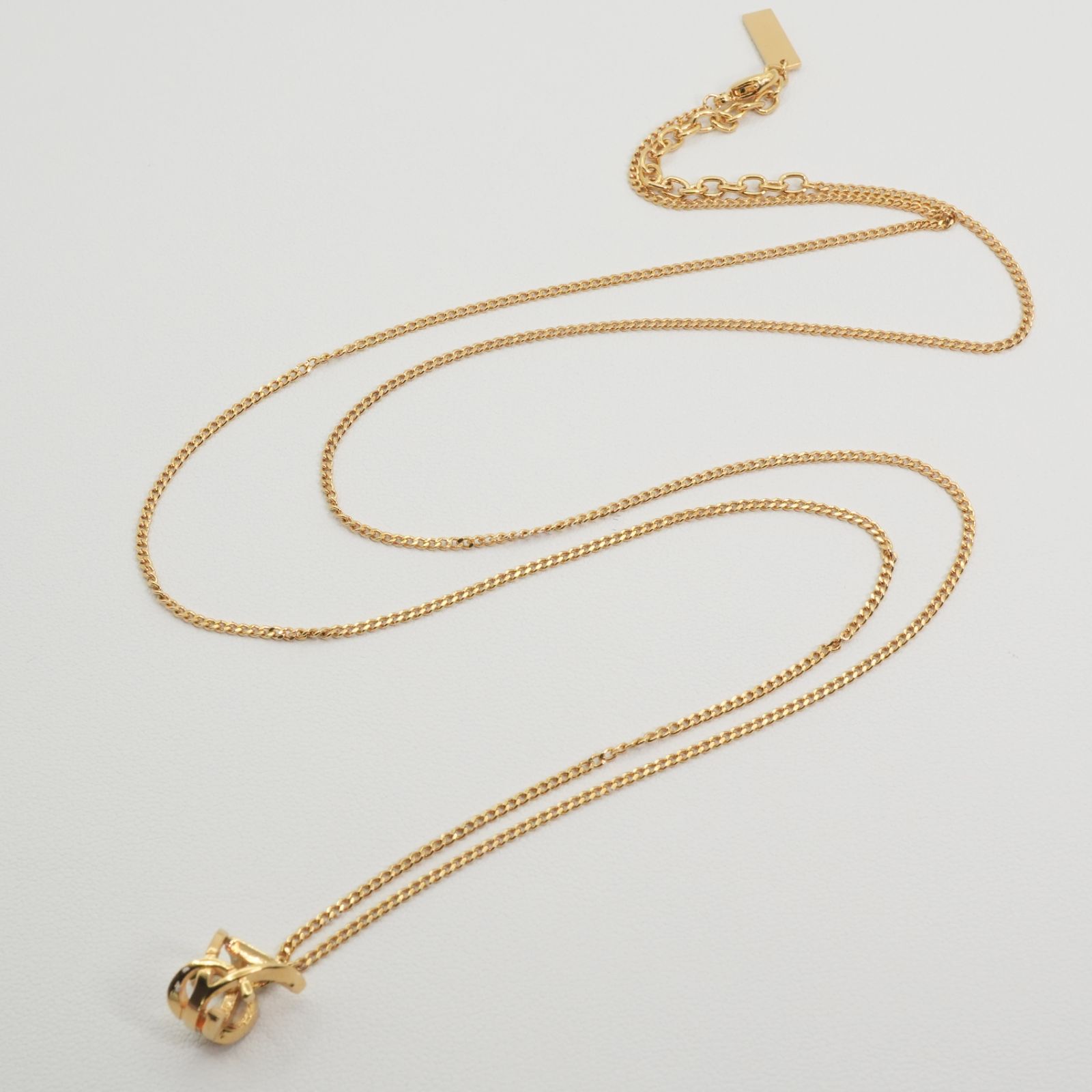 美品 サンローラン モノグラム ツイスト ロゴ ネックレス/26-0271 