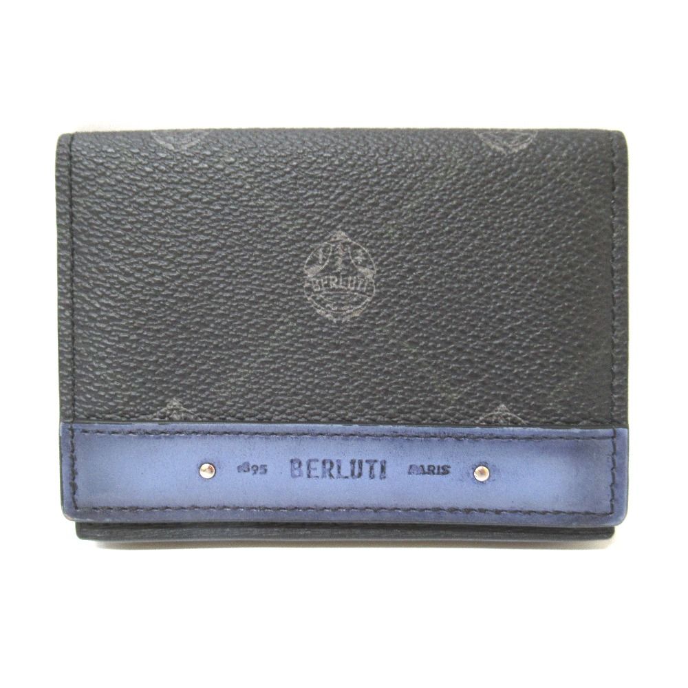 Tj293371 ベルルッティ　Berluti 　名刺入れ　カードケース　ブラック×ブルー　中古