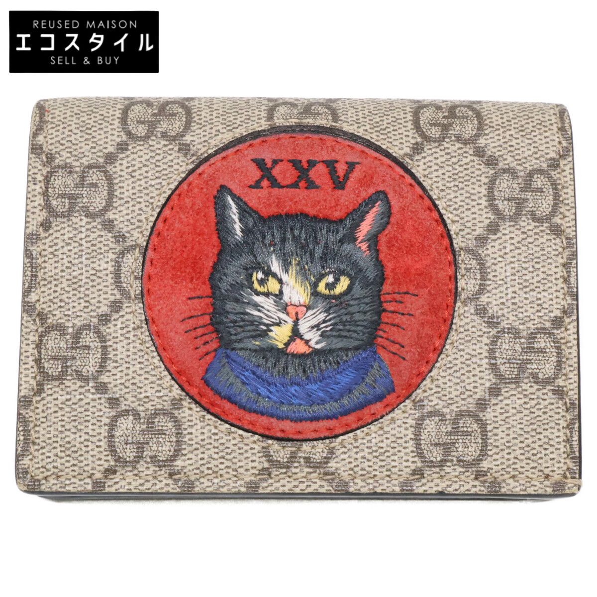 GUCCI　グッチ　499380 ミスティックキャット GGスプリーム コンパクトウォレット