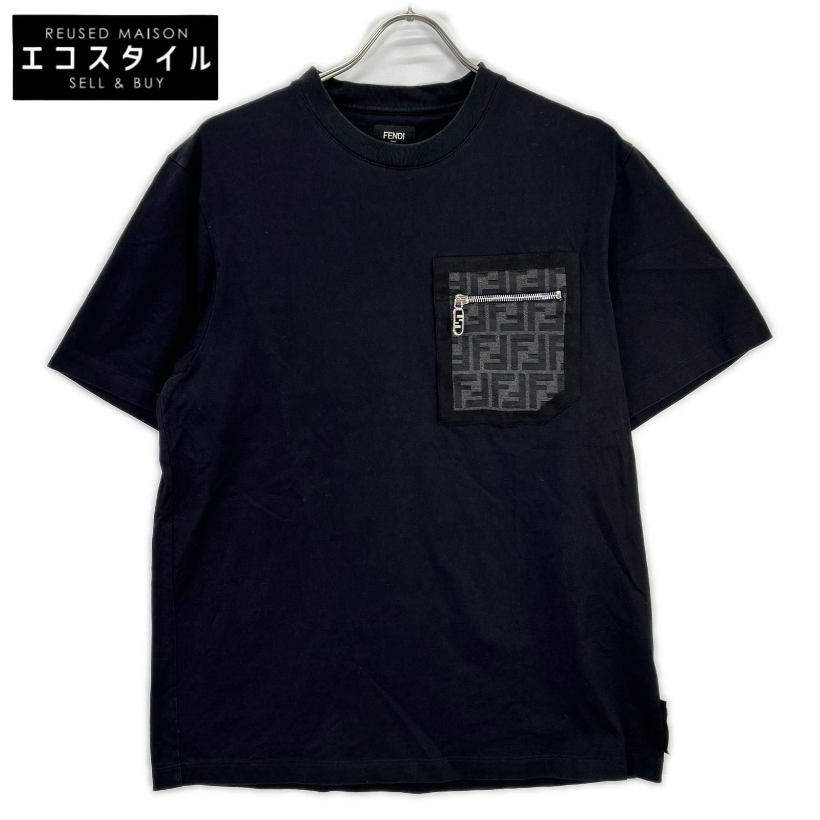 FENDI フェンディ FY1257 ブラック クルーネック Tシャツ XS