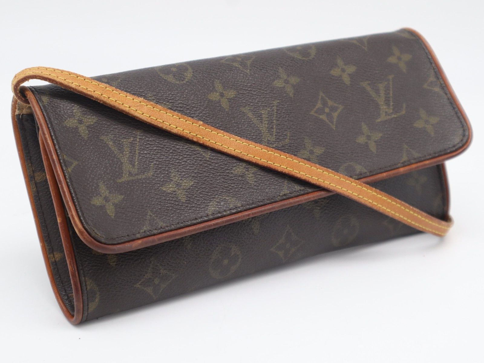 ★3日以内返品可★ LOUIS VUITTON ルイ・ヴィトン モノグラム キャンバス ポシェット ツインGM M51852 ショルダーバッグ ブラウン コーティングキャンバス レザー レディース