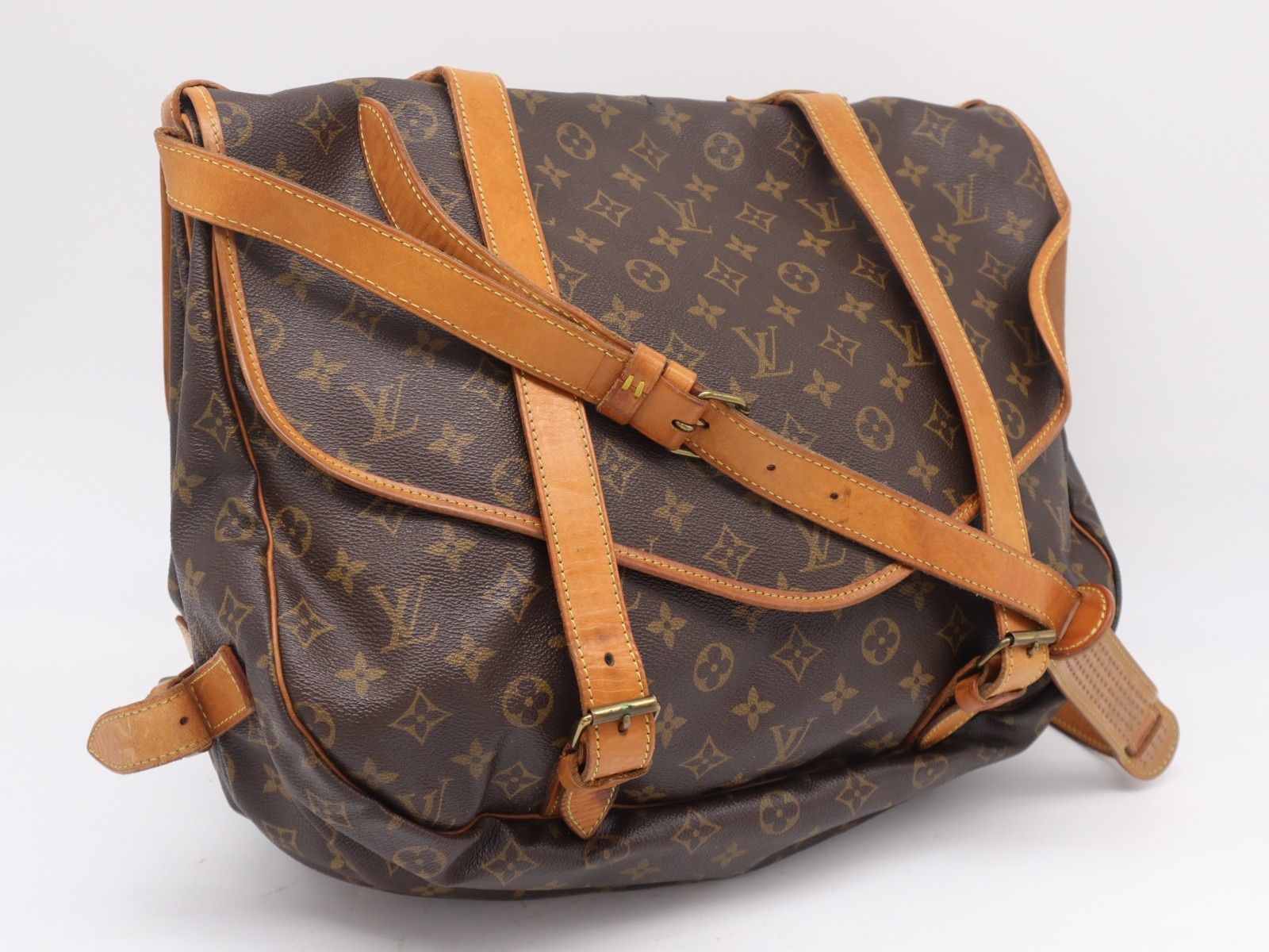 ★3日以内返品可★ LOUIS VUITTON ルイ・ヴィトン モノグラム キャンバス ソミュール43 M42252 ショルダーバッグ ブラウン コーティングキャンバス レザー レディース