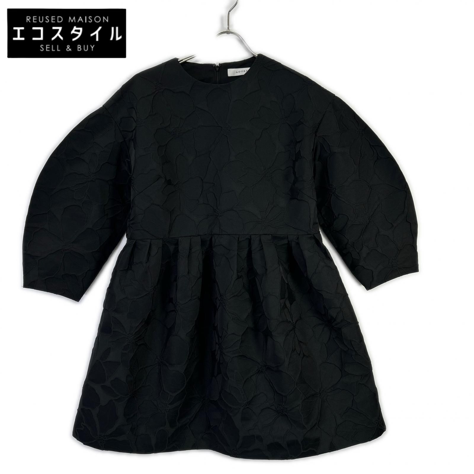 ADORE　アドーア　531-2240122 ブラック フラワーエンブロイダリータックブラウス　38