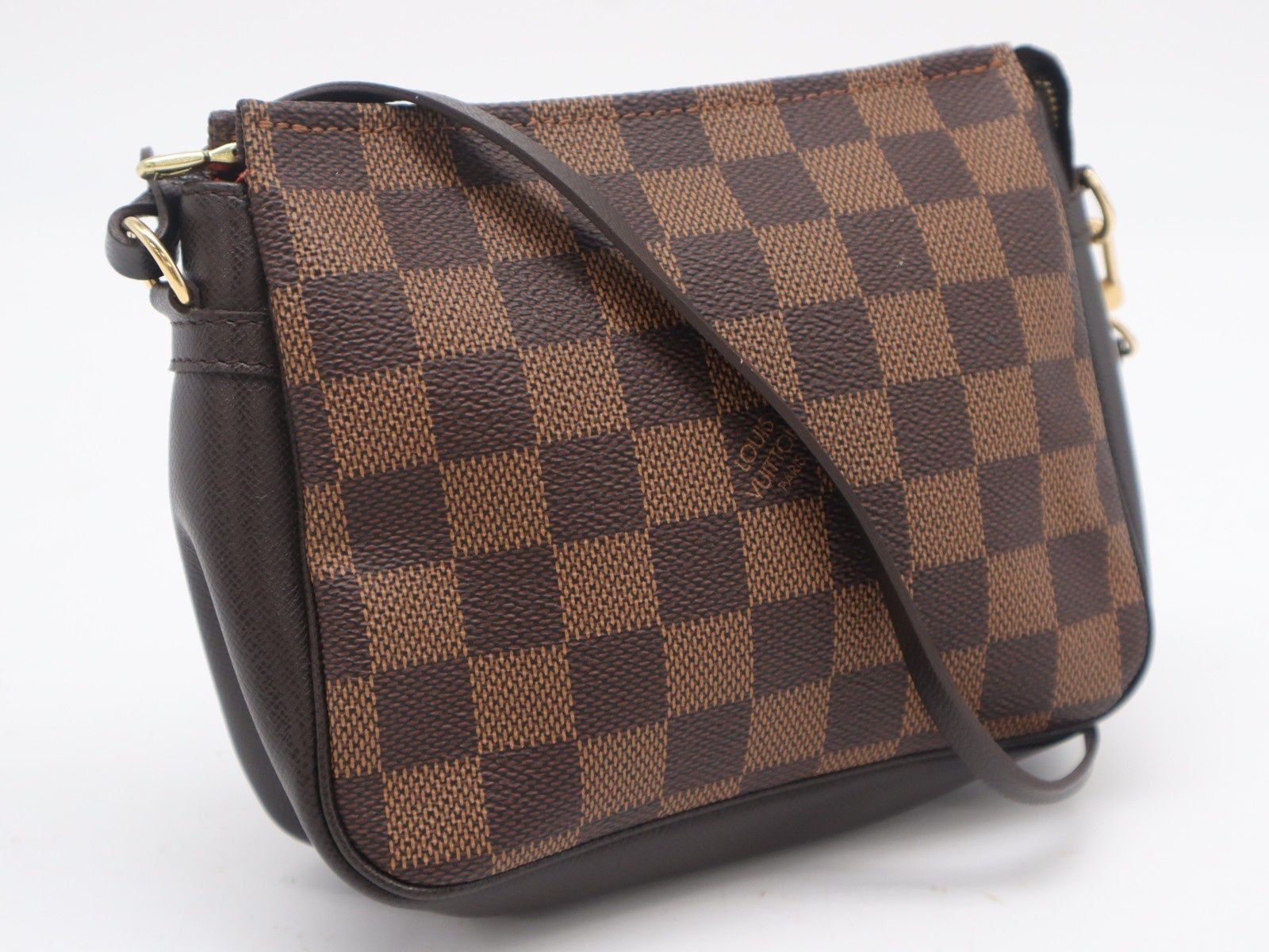 ★3日以内返品可★ LOUIS VUITTON ルイ・ヴィトン ダミエ エベヌ トゥルース メイクアップ N51982 ハンドバッグ ブラウン コーティングキャンバス レザー レディース