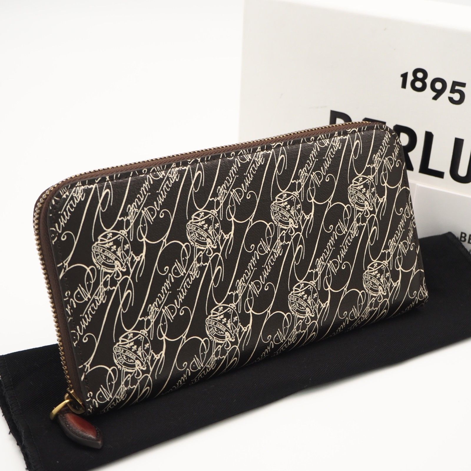 ★3日以内返品可★ 極美品 Berluti ベルルッティ トワル マルブフ イタウバ ロングジップウォレット E0214 長財布 ブラウン クリーム カーフレザー メンズ