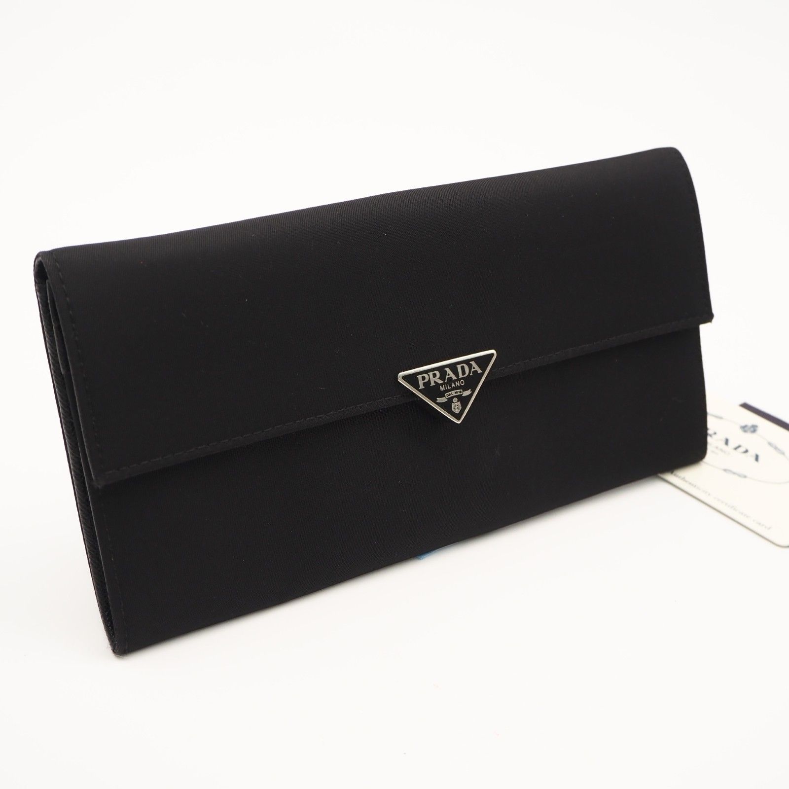 ★3日以内返品可★ 美品 PRADA プラダ テスート トライアングルロゴ ロングウォレット 1M1037 長財布 ブラック ナイロン サフィアーノ メンズ