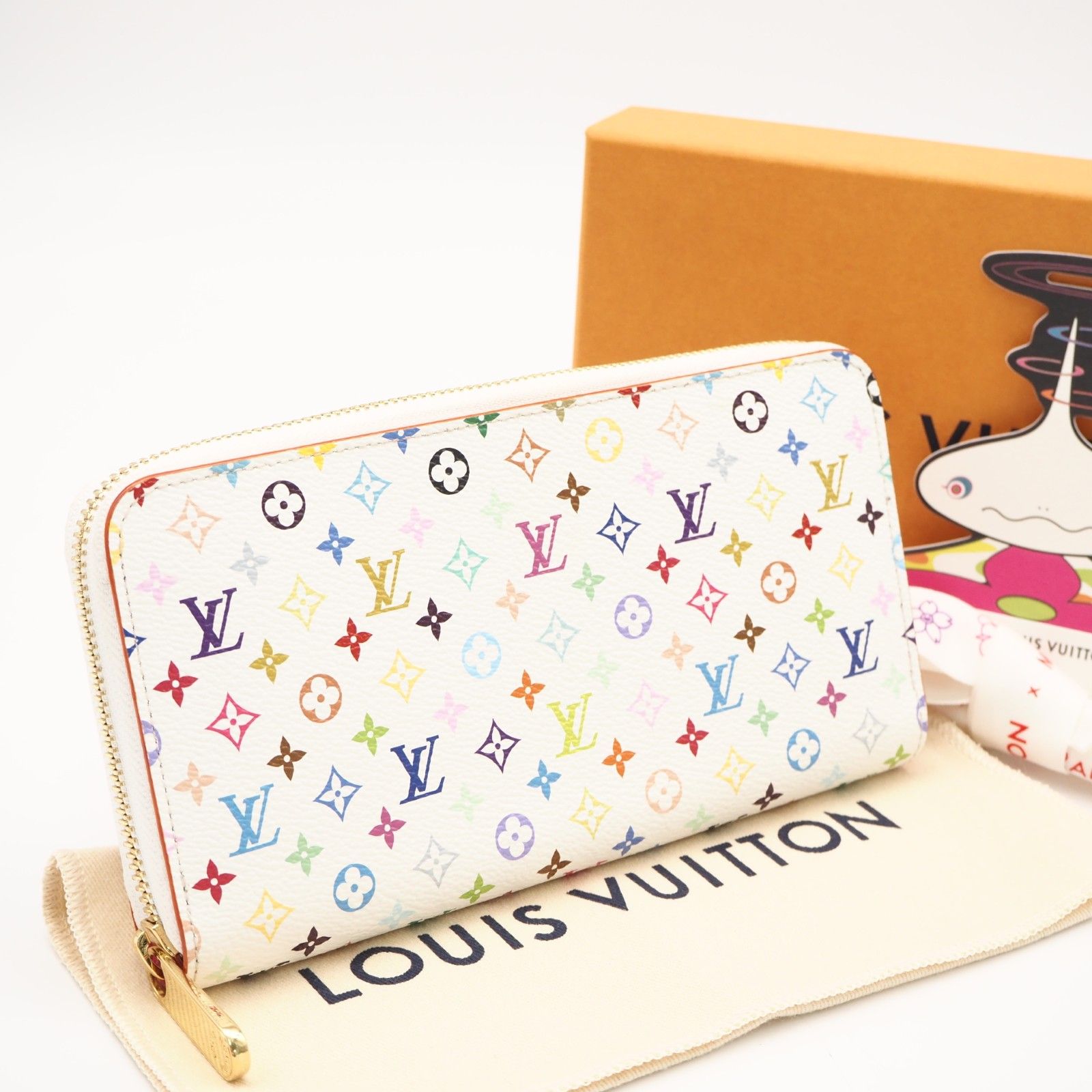 ★3日以内返品可★ 美品 LOUIS VUITTON ルイ・ヴィトン モノグラム マルチカラー ジッピーウォレット ブロン M1392 長財布 ホワイト マルチカラー コーティングキャンバス レザー レディース