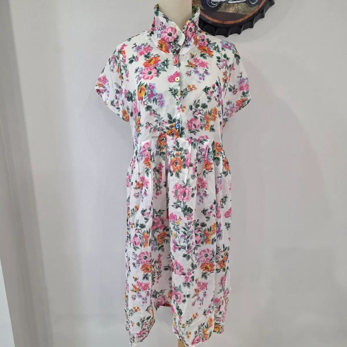 OILILY フラワー 半袖 ロング丈ワンピース S