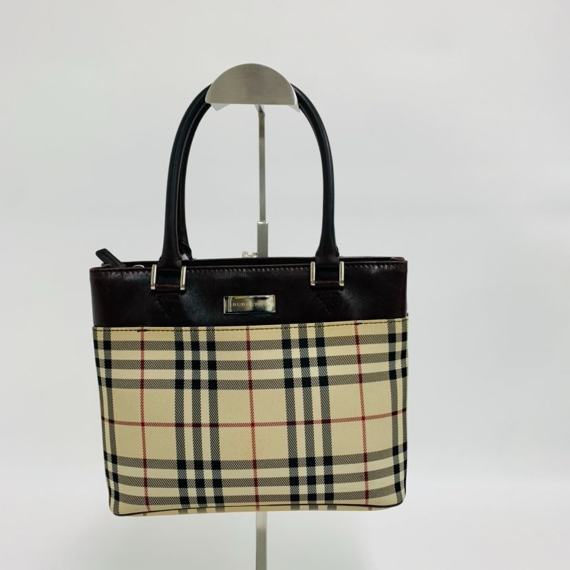 【美品】Burberry バーバリー ノバチェック トートバッグ シルバープレート