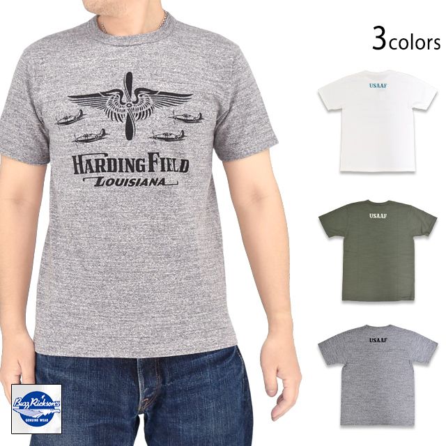 スラブヤーン半袖Tシャツ「USAAF HARDING FIELD」◆BUZZ RICKSON'S