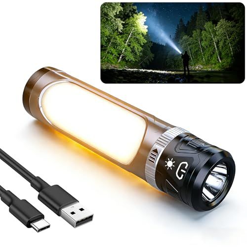 懐中電灯 作業灯【2026最新の強化版 】ハンドヘルドトーチ LEDライト 高輝度チップ搭載 白色と赤色COB作業灯/ 7モード調光/最大照射距離500m/夜光 ライト/Type-C充電式/長時間使用可能 耐衝撃トーチ 防水 コンパクト キャ 3d1ef354
