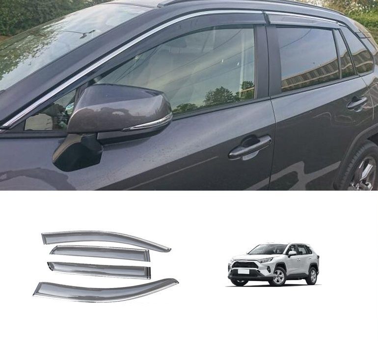 【送料無料】トヨタ RAV4 5代目(XA50) (Toyota RAV4 XA50) 2019-2020 専用 サイドバイザー 4枚セット 窓枠 雨よけ スモーク 光沢エッジ UVカット 防風 防塵 簡単装着