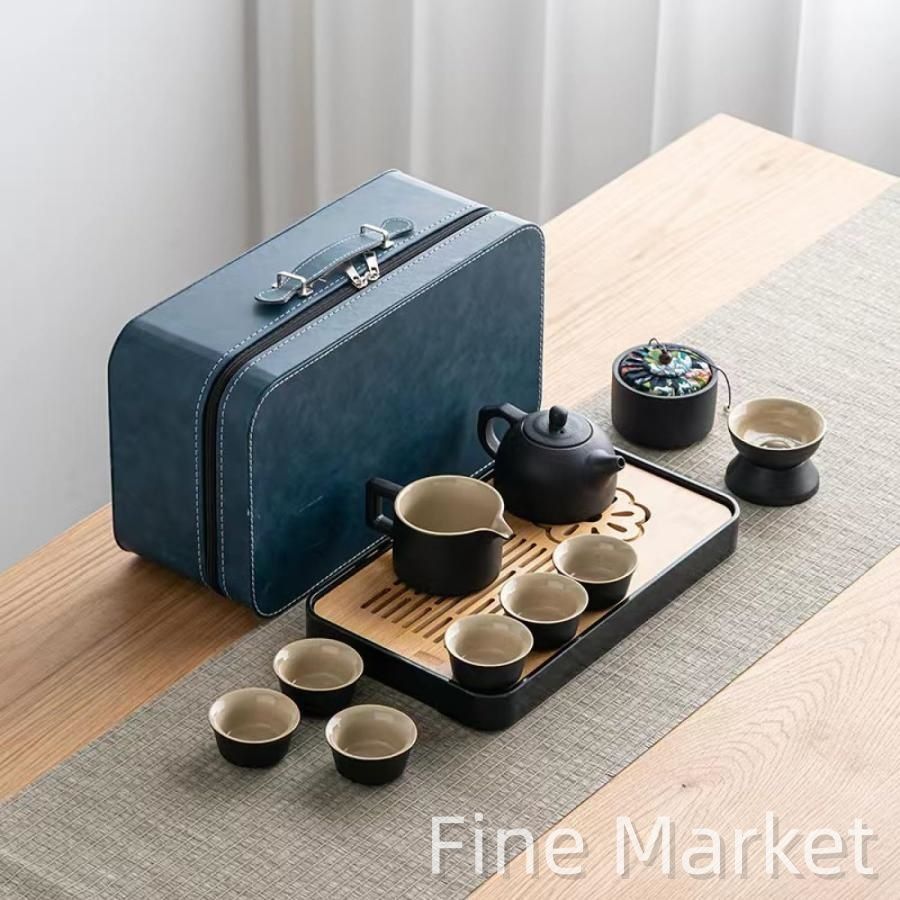 茶器セット ティーセット 陶器 湯呑み　急須 11個セット 携帯式 軽量 ティーポット　カップセット 旅行用　自宅用　贈り物　高級 おしゃれ　ケース付き
