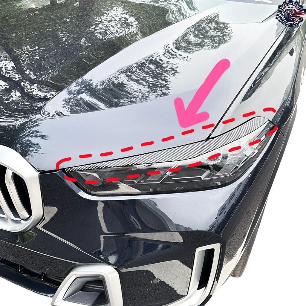 BMW X5 X6 G05 G06 LCI 2023+ 2個 ヘッドライトアイリッド ヘッドライトランプ アイブロウカバー トリム ヘッドライトアイブロウ 車