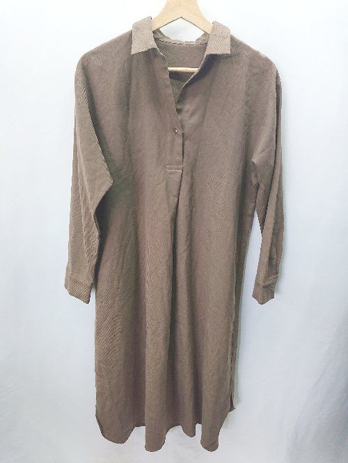 ◇ NATURAL BEAUTY BASIC ナチュラルビューティーベーシック 長袖 ロング丈 ワンピース サイズM ブラウン レディース E 【1406050075910】