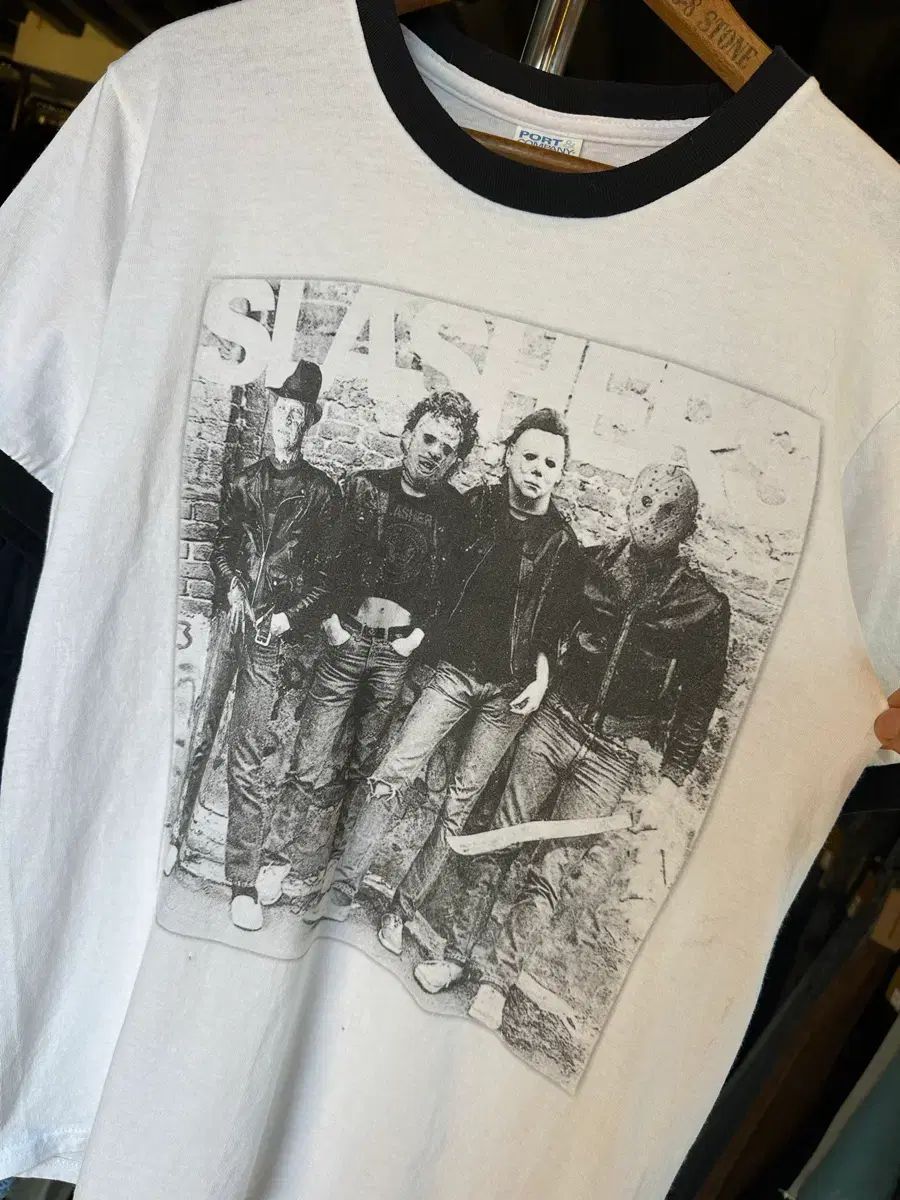 90-95 スラッシャー MOVIE Slasher Film ホラー プリンティング リンガー Tシャツ