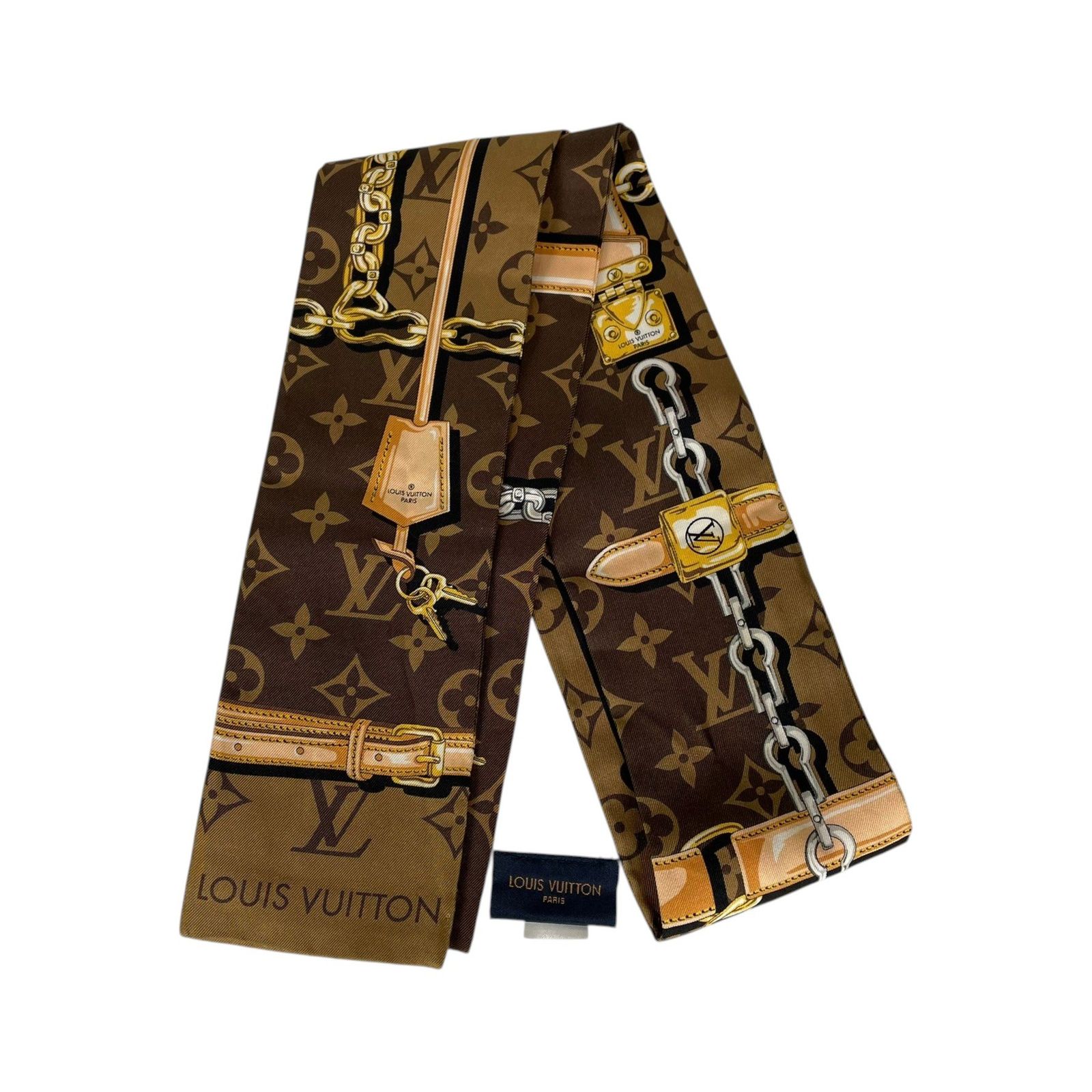 LOUIS VUITTON ルイヴィトン スカーフ バンドー モノグラム コンフィデンシャル マロン タグ千切れ MR1220 M78655