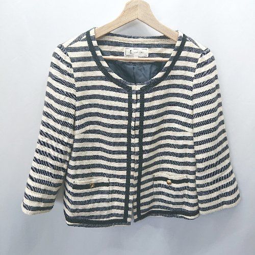 ◇ ROPE' PICNIC ロぺピクニック ボーダー柄 長袖 ジャケット サイズ40 ベージュ系 レディース E 【1406050078966】