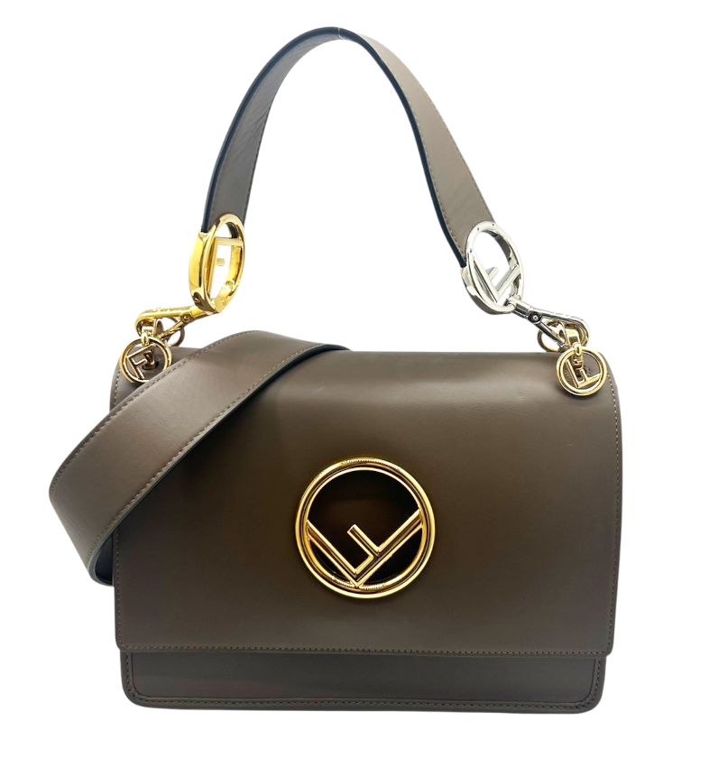 【中古】FENDI フェンディ キャナイエフ ブラウン レザー 8BT284 Fロゴ ゴールド金具 シルバー金具 2way ハンドバッグ ショルダーバッグ レディース お洒落 【ブランドギャラリー東心斎橋店】