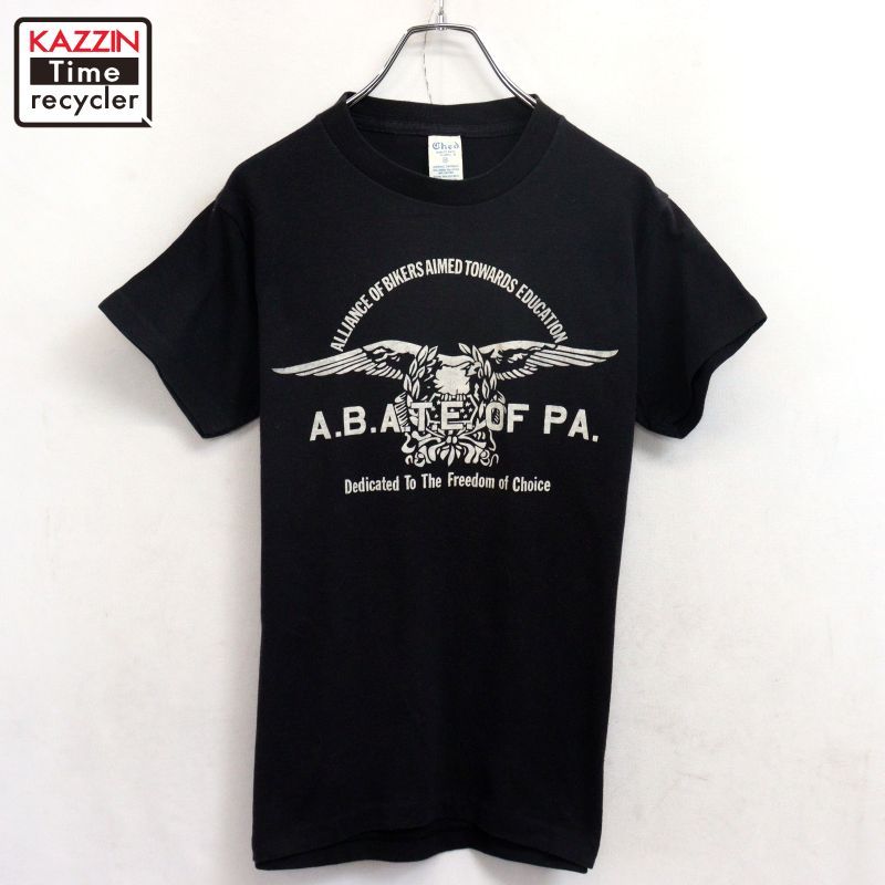 80s USA製 vintage バイカー イーグルプリント 半袖Ｔシャツ メンズ 表記Mサイズ