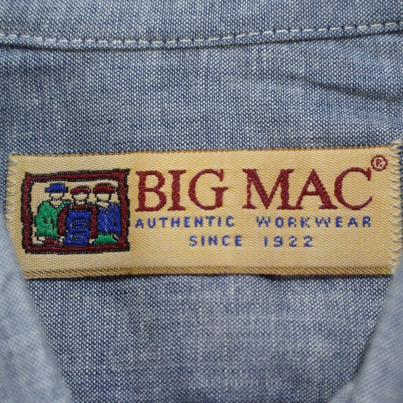 90s USA製 vintage BIGMAC シャンブレー ワークシャツ メンズ 表記L