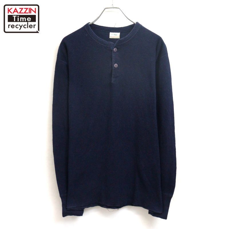 80s USA製 vintage L.L.Bean ヘンリーネック 長袖Tシャツ メンズ 表記Mサイズ