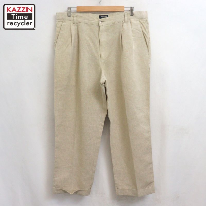 90s vintage DOCKERS 2タック リネン混 スラックスパンツ メンズ 表記38×29サイズ
