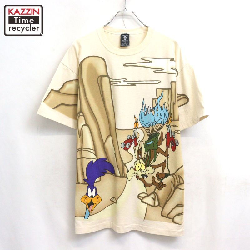 90s USA製 vintage WARNER BROS ルーニーテューンズ Looney Tunes 大判プリント 半袖Ｔシャツ メンズ 表記XLサイズ