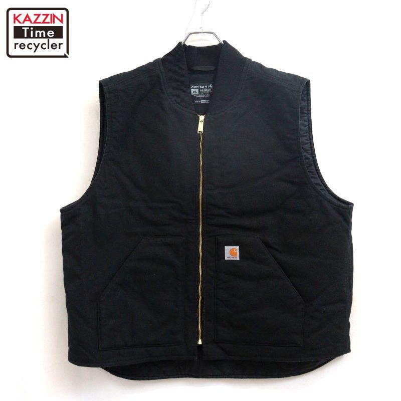 Carhartt ダックベスト 裏キルティング 2XL Tall ブラック 00s Carhartt 裏地キルティング ジップアップ ダック ベスト メンズ