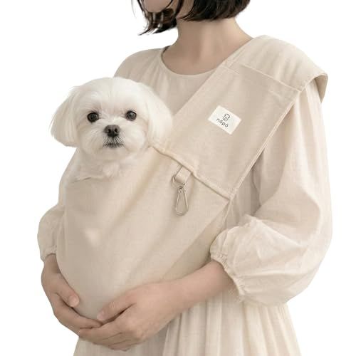 np(ノポ) 肩ラク ペットスリング (アイボリー, M, サイズ調整なし) 小型犬・猫用 抱っこ紐 洗濯OK