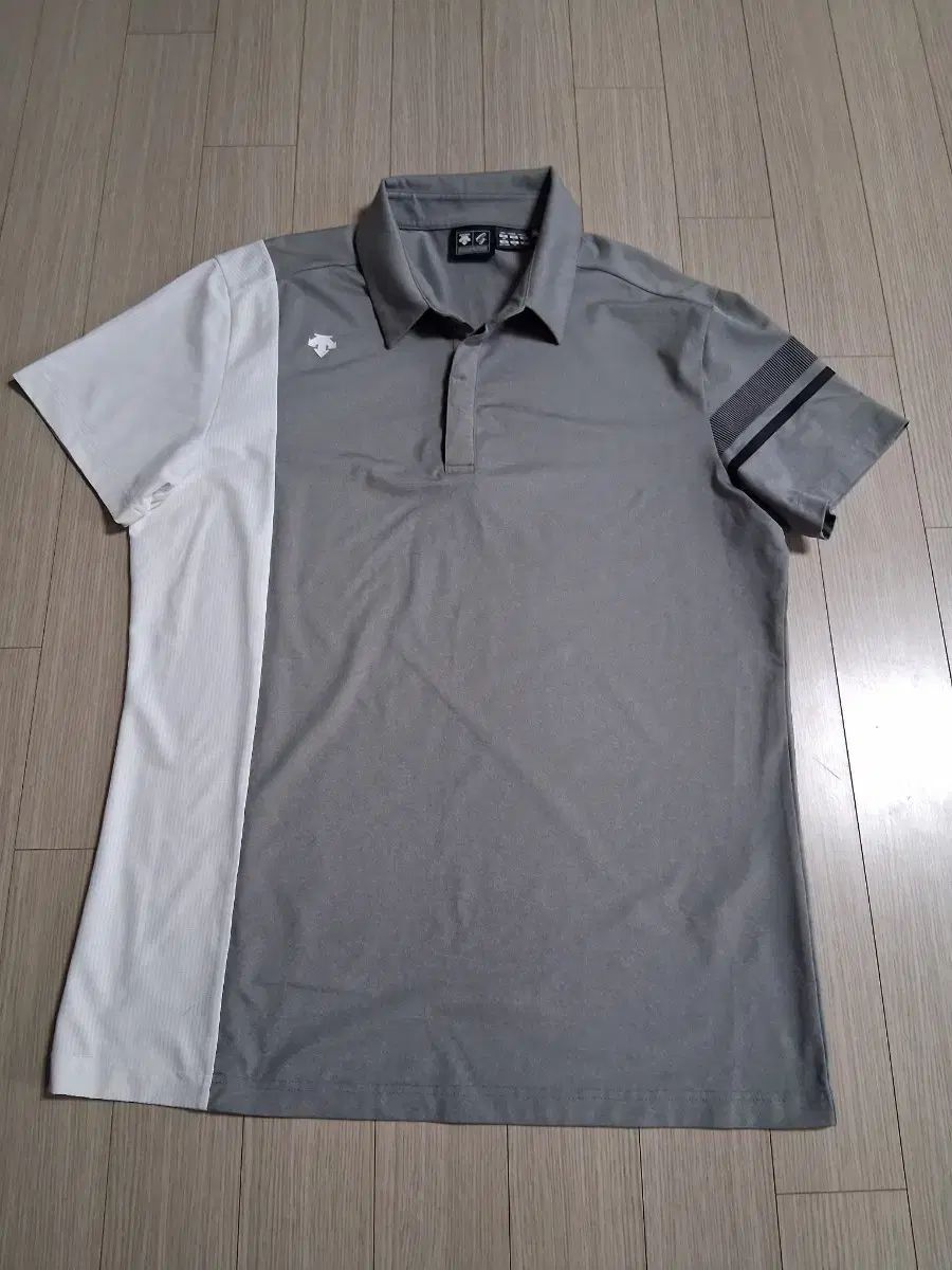 デサント グレー バイカラー 半袖 ポロTシャツ