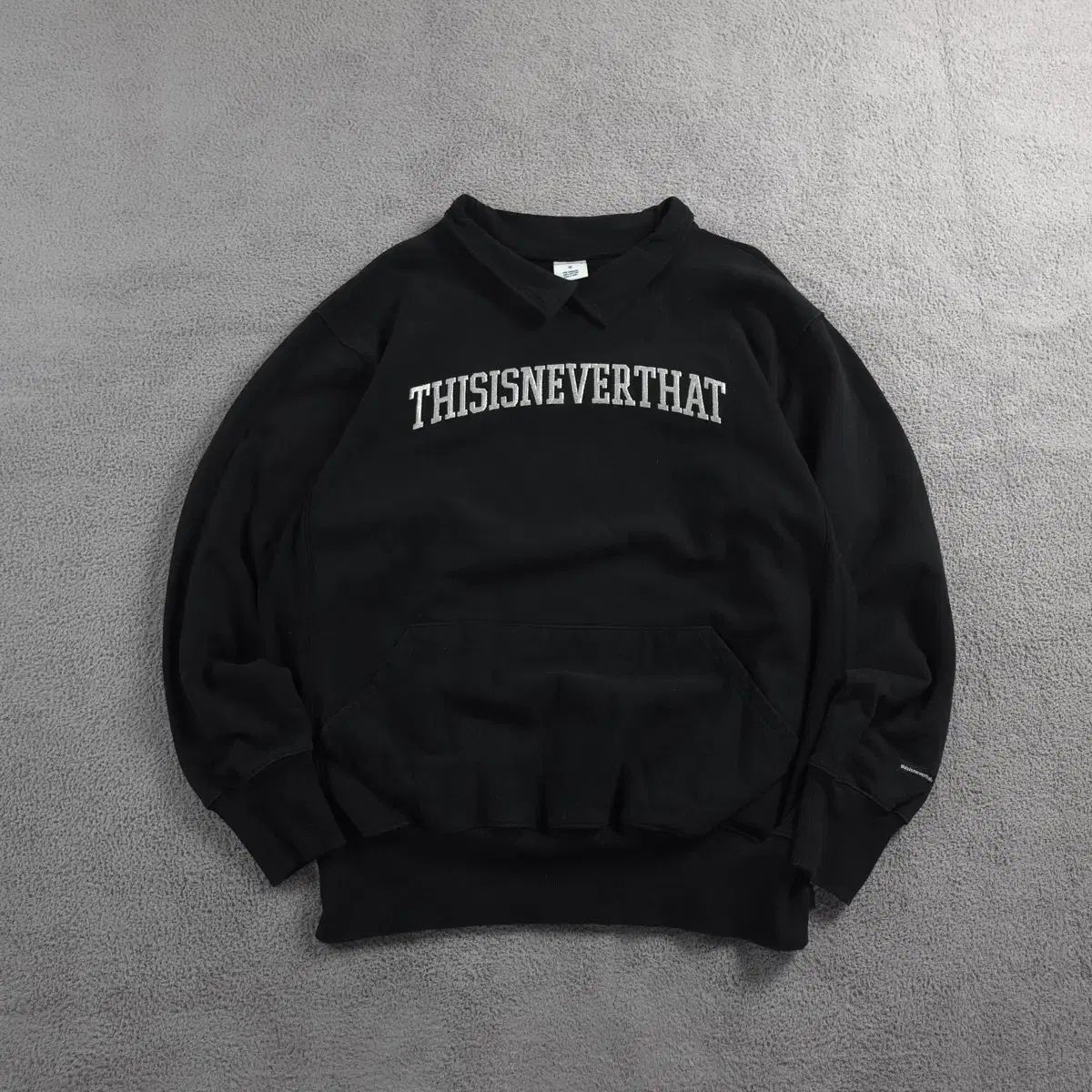 ディスイズネバーザット ビックロゴ ヘビースウェットシャツ (XL) ブラック コットン