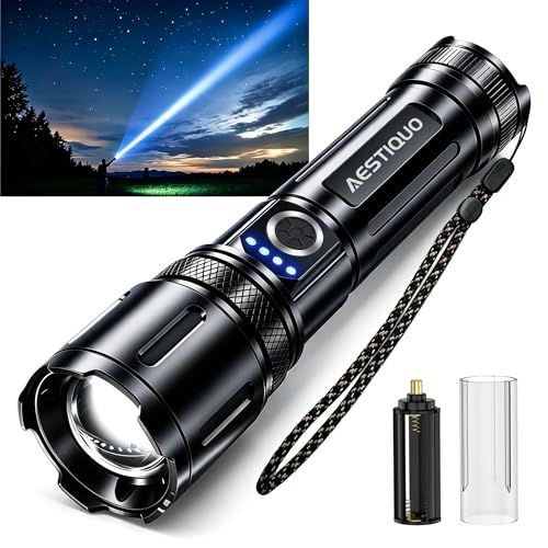 懐中電灯 強力 高輝度 30000ルーメン 軍用 最強 LEDライト 5000mAh ハンディライト Type-C充電式/電池式 単4形電池対応 IPX6防水 フラッシュライト 5モード調光 ズーム式 アルミニウム合金 耐衝撃2M 新型 明る c4c56048
