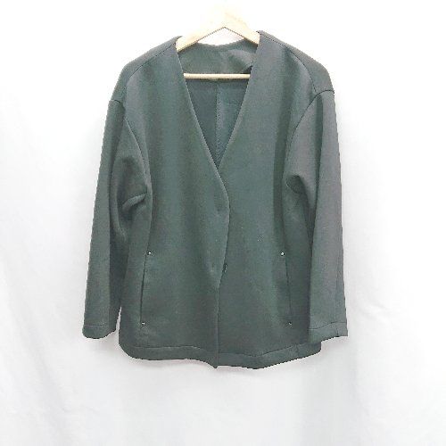 ◇ ViS ビス カジュアル 無地 シンプル 長袖 ノーカラー ジャケット サイズF ブラック レディース E 【1406050090746】