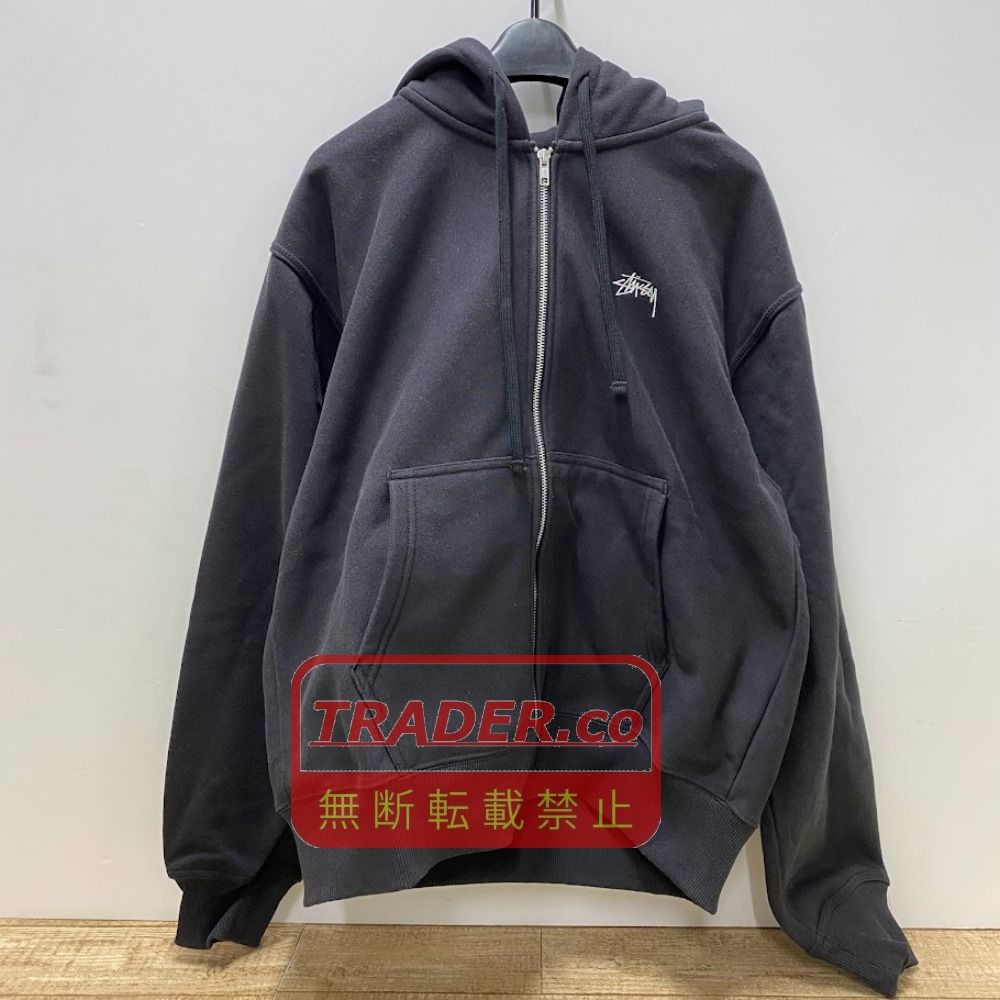 08w16651 STUSSY（ステューシー） 黒色/ブラック Mサイズ ジップ フーディ パーカー 【中古品】