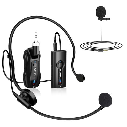 ワイヤレスマイク KIMAFUN2.4Gワイヤレスヘッドセットおよびラベリアラペルマイク 外付けクリップマイク 50ｍ伝送距離 8時間連続使用 プラグ＆プレイ 拡声器に対応 授業、講演、会議、イベント、説明会 国内発送 7b500f71