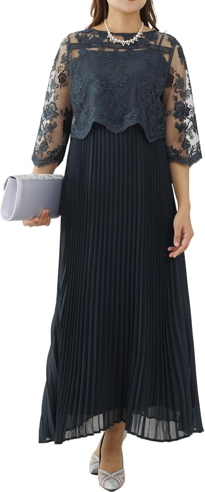 MORE AUNI パーティー ドレス 刺繍レース プリーツ ワンピース セットドレス 結婚式 2次会 春 夏 服 秋 冬 大人 オトナ キレイメ カワイイ 可愛い シフォン ブラック ホルター ネック (グリーン / 77000029, M)