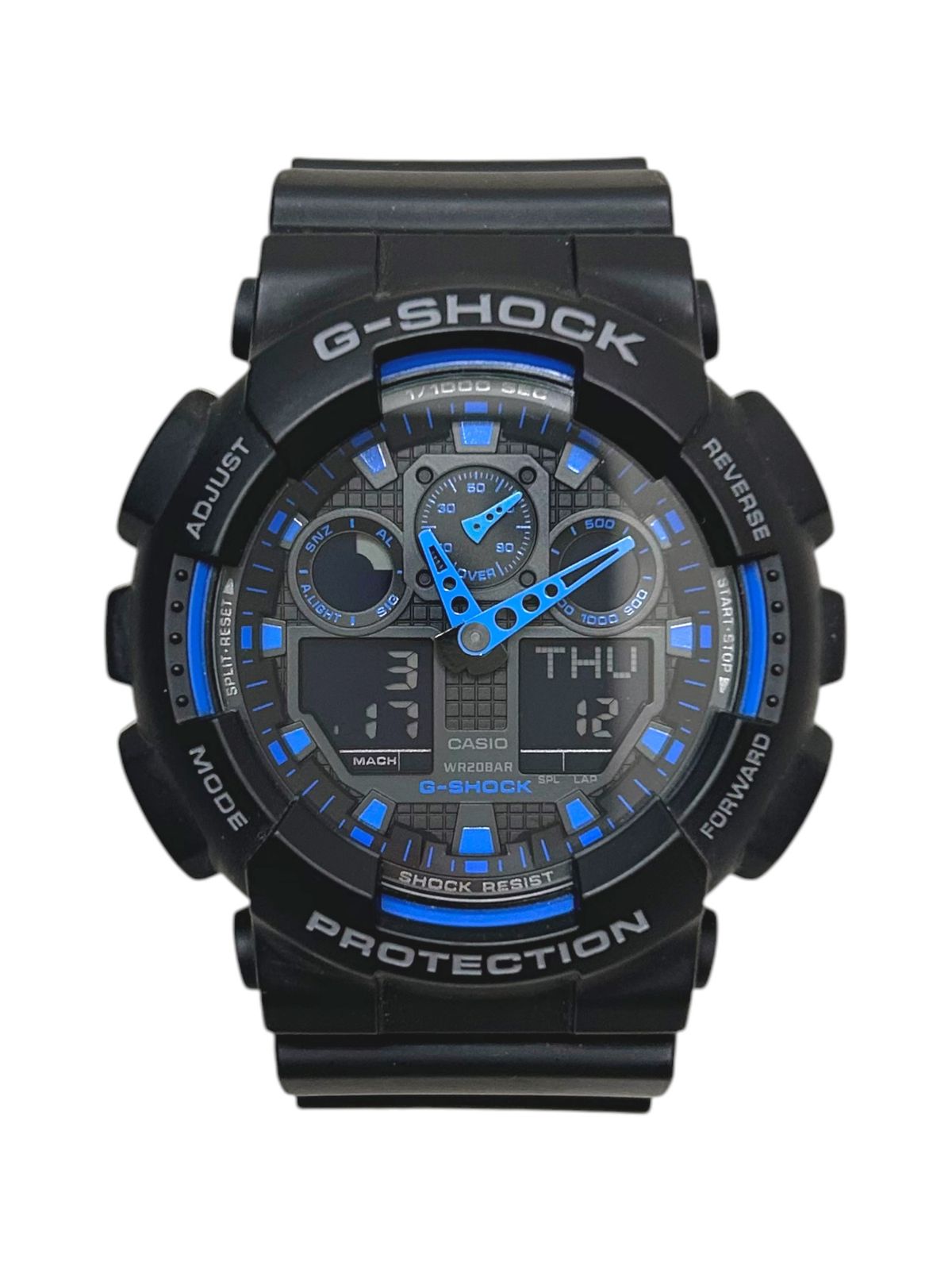 CASIO (カシオ) G-SHOCK Gショック デジアナ腕時計 クオーツ GA-100 ブラック×ブルー メンズ/036
