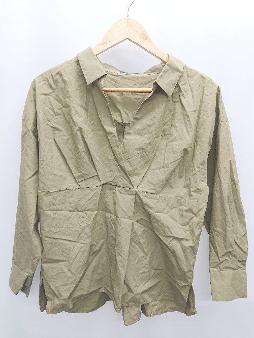 ◇ URBAN RESEARCH ROSSO ロッソ カシュクール 長袖 ブラウス サイズF カーキ レディース P 【1406180036133】