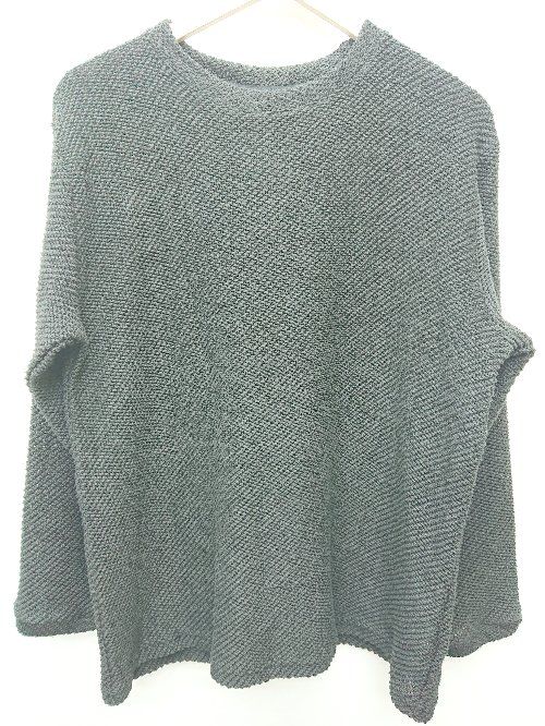 ◇ antiqua アンティカ 透け感 長袖 リネンライクニット ニット セーター サイズML ブラック レディース P 【1406180035921】